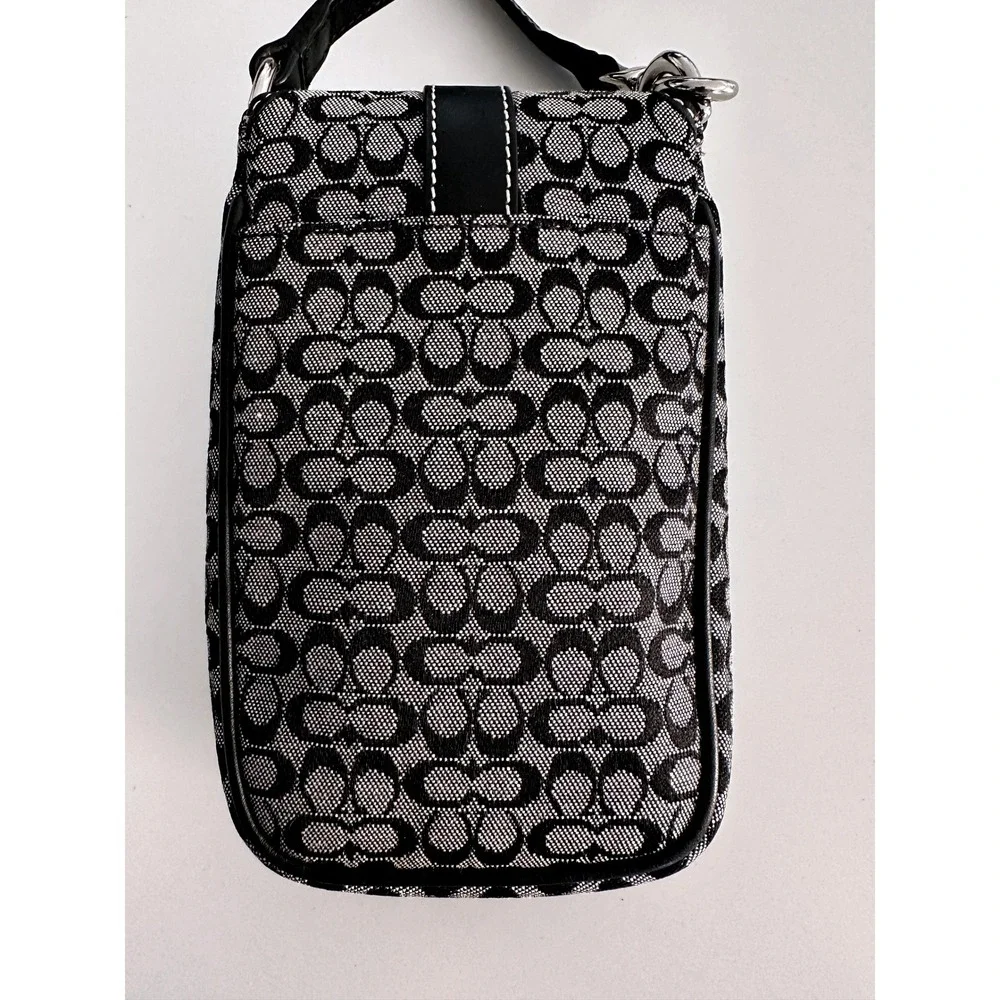 Coach Signature C Monogram Canvas Phone Crossbody Bag Black Tech Mini Purse Y2K